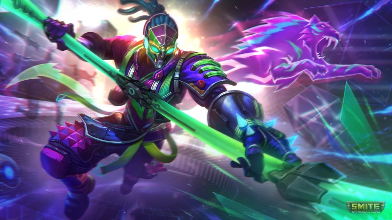 Neon Sun Wukong 4K HD Smite Wallpaper