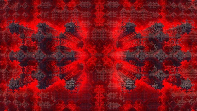 Red Fractal Squares Shapes Abstraction 4K HD Abstract Wallpaper