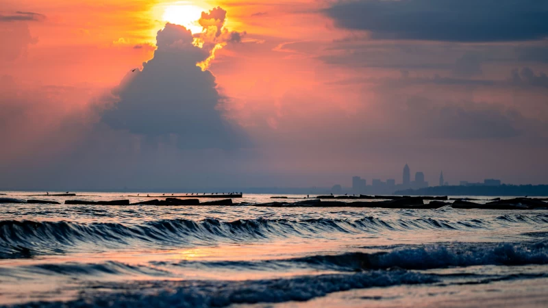 Sea Waves Yellow Black Clouds Sky 4K HD Nature Wallpaper