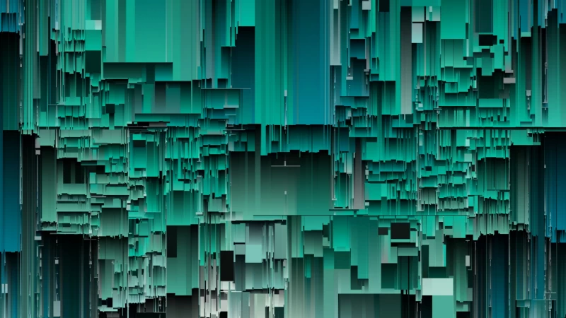 Teal Green Glitch Abstraction HD Abstract Wallpaper